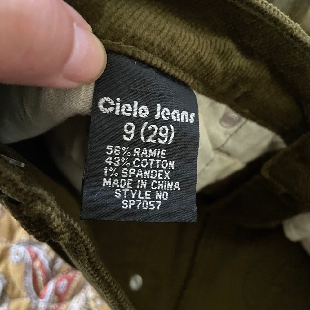 Cielo Jeans Olive Green Corduroy Flare Pants Low Rise Y2K Size 9 SP7057 NWT - Picture 5 of 14